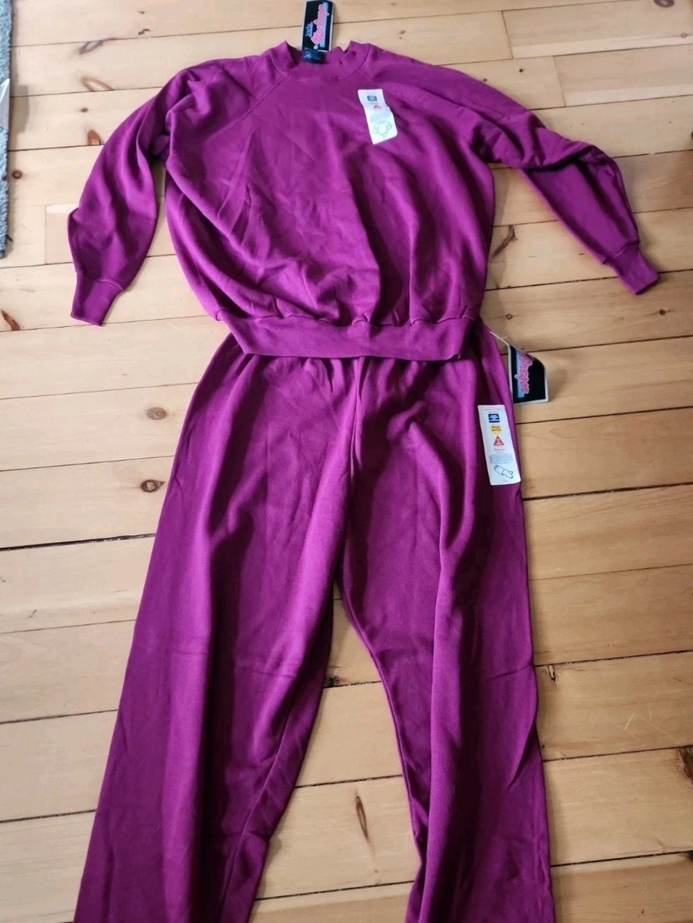 Vintage NWT Women's Magenta Crewneck Sweatsuit